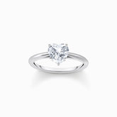 Bague en argent avec zircon blanc en forme de cœur